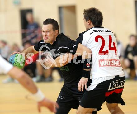 Handball Bundesliga. SC Ferlach gegen HCK 59. Daniel Plesej (Ferlach), Patrick Jochum (HCK). Ferlach, 29.10.2011.
Foto: Kuess
---
pressefotos, pressefotografie, kuess, qs, qspictures, sport, bild, bilder, bilddatenbank