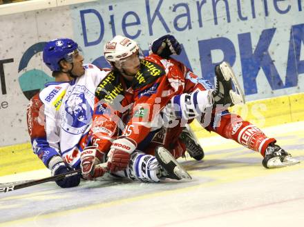 EBEL. Eishockey Bundesliga. KAC gegen KHL Medvescak Zagreb. SCHELLANDER Paul (KAC), POKULOK Sasha (Zagreb). Klagenfurt, am 1.11.2011.
Foto: Kuess

---
pressefotos, pressefotografie, kuess, qs, qspictures, sport, bild, bilder, bilddatenbank