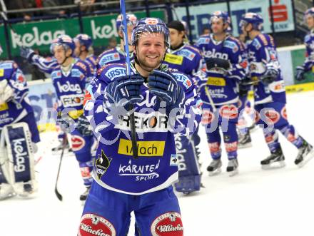 EBEL. Eishockey Bundesliga. EC Rekord Fenster VSV gegen Moser Medical Graz 99ers. Jubel Roland Kaspitz (VSV). Villach, am 1.11.2011.
Foto: Kuess 


---
pressefotos, pressefotografie, kuess, qs, qspictures, sport, bild, bilder, bilddatenbank