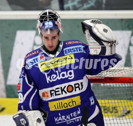 EBEL. Eishockey Bundesliga. EC Rekord Fenster VSV gegen EC Red Bull Salzburg. Bernhard Starkbaum (VSV). Villach, am 28.10.2011.
Foto: Kuess 
---
pressefotos, pressefotografie, kuess, qs, qspictures, sport, bild, bilder, bilddatenbank