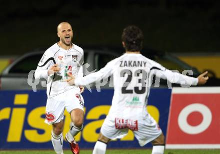 Fussball. Erste Liga. RZ Pellets WAC/St. Andrae gegen  LASK. Jubel Stueckler Stephan Mathias (WAC). Wolfsberg, 4.11.2010. 
Foto: Kuess

---
pressefotos, pressefotografie, kuess, qs, qspictures, sport, bild, bilder, bilddatenbank