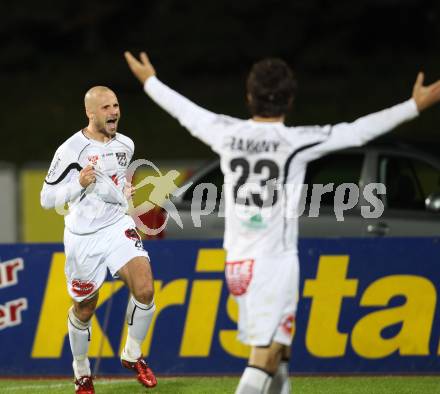 Fussball. Erste Liga. RZ Pellets WAC/St. Andrae gegen  LASK. Jubel Stueckler Stephan Mathias (WAC). Wolfsberg, 4.11.2010. 
Foto: Kuess

---
pressefotos, pressefotografie, kuess, qs, qspictures, sport, bild, bilder, bilddatenbank