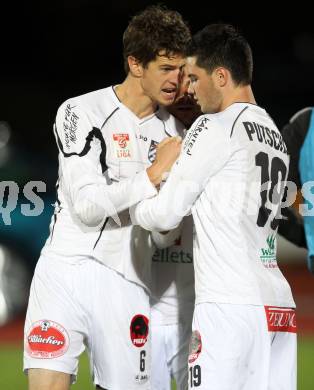 Fussball. Erste Liga. RZ Pellets WAC/St. Andrae gegen  LASK. Christian Falk, Roland Putsche (WAC). Wolfsberg, 4.11.2010. 
Foto: Kuess

---
pressefotos, pressefotografie, kuess, qs, qspictures, sport, bild, bilder, bilddatenbank