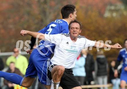 Fussball Kaerntner Liga. Eberndorf gegen Ruden. Samo Vidovic, (Eberndorf), Christian Schweiger  (Ruden). Eberndorf, am 6.11.2011.
Foto: Kuess
---
pressefotos, pressefotografie, kuess, qs, qspictures, sport, bild, bilder, bilddatenbank