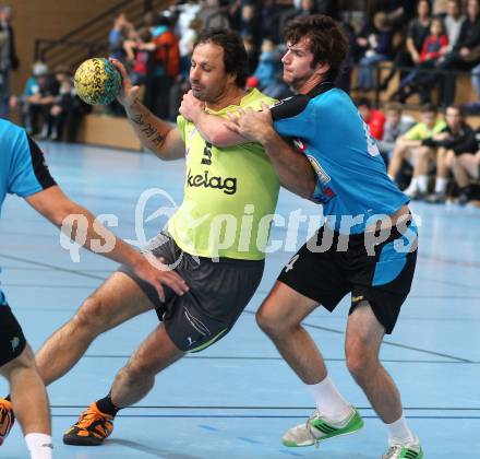 Handball Bundesliga. HC Kelag Kaernten gegen UHC Erste Bank Hollabrunn. Branko Bedekovic (HCK 59), Clemens Spenling (Hollabrunn). Viktring, am 12.11.2011.
Foto: Kuess
---
pressefotos, pressefotografie, kuess, qs, qspictures, sport, bild, bilder, bilddatenbank