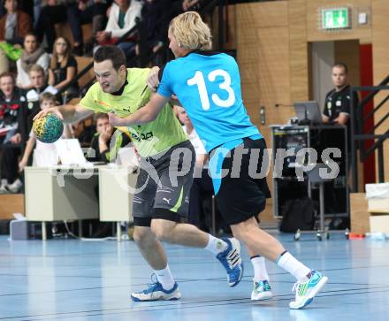 Handball Bundesliga. HC Kelag Kaernten gegen UHC Erste Bank Hollabrunn. Patrick JochumAlexander Beitz (HCK 59), Andreas Czech (Hollabrunn). Viktring, am 12.11.2011.
Foto: Kuess
---
pressefotos, pressefotografie, kuess, qs, qspictures, sport, bild, bilder, bilddatenbank