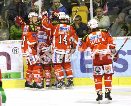 EBEL. Eishockey Bundesliga. KAC gegen HDD TILIA Olimpija Ljubljana. Torjubel KAC. Klagenfurt, am 16.11.2011.
Foto: Kuess

---
pressefotos, pressefotografie, kuess, qs, qspictures, sport, bild, bilder, bilddatenbank