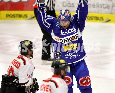 EBEL. Eishockey Bundesliga. EC Rekord Fenster VSV gegen HC Orli Znojmo.  Torjubel Shayne Toporowski (VSV). Villach, am 16.11.2011.
Foto: Kuess 


---
pressefotos, pressefotografie, kuess, qs, qspictures, sport, bild, bilder, bilddatenbank