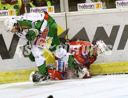 EBEL. Eishockey Bundesliga. KAC gegen HDD TILIA Olimpija Ljubljana. MORRISON Jordan (KAC), TAYLOR Justin (Laibach). Klagenfurt, am 16.11.2011.
Foto: Kuess

---
pressefotos, pressefotografie, kuess, qs, qspictures, sport, bild, bilder, bilddatenbank