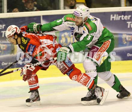 EBEL. Eishockey Bundesliga. KAC gegen HDD TILIA Olimpija Ljubljana. HERBURGER Raphael (KAC), HOTHAM Scott (Laibach). Klagenfurt, am 16.11.2011.
Foto: Kuess

---
pressefotos, pressefotografie, kuess, qs, qspictures, sport, bild, bilder, bilddatenbank