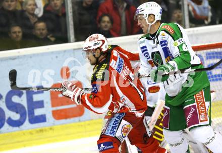 EBEL. Eishockey Bundesliga. KAC gegen HDD TILIA Olimpija Ljubljana. HAGER Gregor (KAC), GROZNIK Bostjan (Laibach). Klagenfurt, am 16.11.2011.
Foto: Kuess

---
pressefotos, pressefotografie, kuess, qs, qspictures, sport, bild, bilder, bilddatenbank