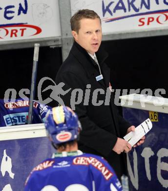 EBEL. Eishockey Bundesliga. EC Rekord Fenster VSV gegen HC Orli Znojmo.   Trainer Mike Stewart (VSV). Villach, am 16.11.2011.
Foto: Kuess 


---
pressefotos, pressefotografie, kuess, qs, qspictures, sport, bild, bilder, bilddatenbank