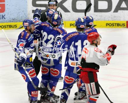 EBEL. Eishockey Bundesliga. EC Rekord Fenster VSV gegen HK Acroni Jesenice.  torjubel (VSV). Villach, am 18.11.2011.
Foto: Kuess 


---
pressefotos, pressefotografie, kuess, qs, qspictures, sport, bild, bilder, bilddatenbank