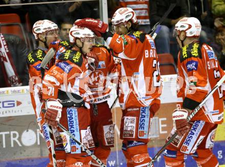 EBEL. Eishockey Bundesliga. KAC gegen EHC LIWEST Linz. Torjubel KAC. Klagenfurt, am 18.11.2011.
Foto: Kuess

---
pressefotos, pressefotografie, kuess, qs, qspictures, sport, bild, bilder, bilddatenbank