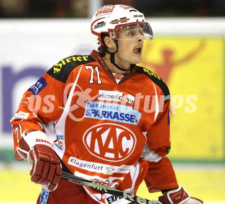 EBEL. Eishockey Bundesliga. KAC gegen EHC LIWEST Linz. Jordan Morrison (KAC). Klagenfurt, am 18.11.2011.
Foto: Kuess

---
pressefotos, pressefotografie, kuess, qs, qspictures, sport, bild, bilder, bilddatenbank