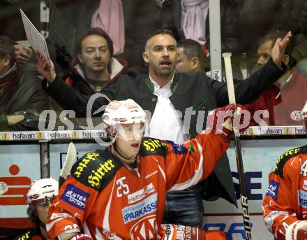 EBEL. Eishockey Bundesliga. KAC gegen EHC LIWEST Linz. Kirk Furey, Co-Trainer Gerald Ressmann (KAC). Klagenfurt, am 18.11.2011.
Foto: Kuess

---
pressefotos, pressefotografie, kuess, qs, qspictures, sport, bild, bilder, bilddatenbank