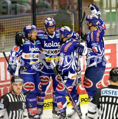 EBEL. Eishockey Bundesliga. EC Rekord Fenster VSV gegen Moser Medical Graz 99ers. Torjubel  (VSV). Villach, am 25.11.2011.
Foto: Kuess 


---
pressefotos, pressefotografie, kuess, qs, qspictures, sport, bild, bilder, bilddatenbank