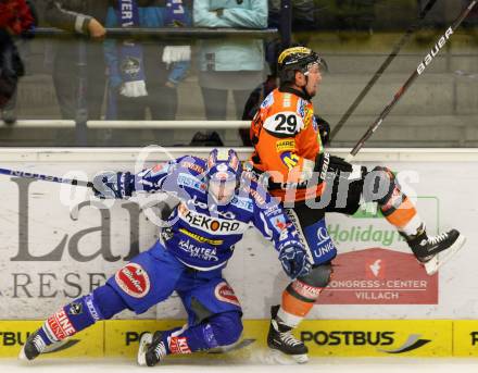 EBEL. Eishockey Bundesliga. EC Rekord Fenster VSV gegen Moser Medical Graz 99ers. KASPITZ Roland (VSV), KLIMBACHER Sven (Graz). Villach, am 25.11.2011.
Foto: Kuess 


---
pressefotos, pressefotografie, kuess, qs, qspictures, sport, bild, bilder, bilddatenbank