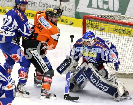 EBEL. Eishockey Bundesliga. EC Rekord Fenster VSV gegen Moser Medical Graz 99ers. KUZNIK Greg, STARKBAUM Bernhard (VSV), LYSAK Brett (Graz). Villach, am 25.11.2011.
Foto: Kuess 


---
pressefotos, pressefotografie, kuess, qs, qspictures, sport, bild, bilder, bilddatenbank