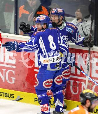 EBEL. Eishockey Bundesliga. EC Rekord Fenster VSV gegen Moser Medical Graz 99ers.  Torjubel KASPITZ Roland, PEINTNER Markus, (VSV). Villach, am 25.11.2011.
Foto: Kuess 


---
pressefotos, pressefotografie, kuess, qs, qspictures, sport, bild, bilder, bilddatenbank