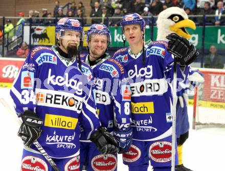 EBEL. Eishockey Bundesliga. EC Rekord Fenster VSV gegen HK Jesenice.  Markus Peintner, Roland Kaspitz, Mike Craig (VSV). Villach, am 27.11.2011.
Foto: Kuess 


---
pressefotos, pressefotografie, kuess, qs, qspictures, sport, bild, bilder, bilddatenbank