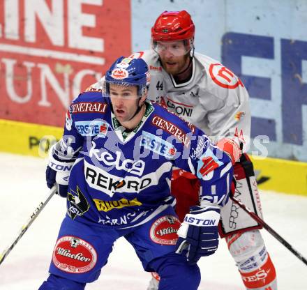 EBEL. Eishockey Bundesliga. EC Rekord Fenster VSV gegen HK Jesenice.  Tomaz Razingar,  (VSV), Andrej Tavzelj (HK Jesenice). Villach, am 27.11.2011.
Foto: Kuess 


---
pressefotos, pressefotografie, kuess, qs, qspictures, sport, bild, bilder, bilddatenbank