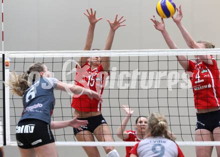 Volleyball Europacup. CEV Challenge Cup. ATSC Wildcats gege Irmato VC Wert. Sonja Katz, Sabrina Mueller (Wildcats). Klagenfurt, am 29.11.2011.
Foto: Kuess
---
pressefotos, pressefotografie, kuess, qs, qspictures, sport, bild, bilder, bilddatenbank