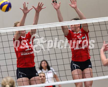 Volleyball Europacup. CEV Challenge Cup. ATSC Wildcats gege Irmato VC Wert. Sabrina Mueller, Emmy Blouin (Wildcats). Klagenfurt, am 29.11.2011.
Foto: Kuess
---
pressefotos, pressefotografie, kuess, qs, qspictures, sport, bild, bilder, bilddatenbank