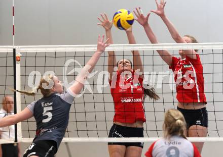 Volleyball Europacup. CEV Challenge Cup. ATSC Wildcats gege Irmato VC Wert. Eva Kriegel,  Sabrina Mueller (Wildcats). Klagenfurt, am 29.11.2011.
Foto: Kuess
---
pressefotos, pressefotografie, kuess, qs, qspictures, sport, bild, bilder, bilddatenbank