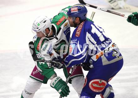 EBEL. Eishockey Bundesliga. VSV gegen HDD TILIA Olimpija Ljubljana. Derek Damon (VSV), Matej Hocevar (Laibach). Klagenfurt, am 4.12.2011.
Foto: Kuess

---
pressefotos, pressefotografie, kuess, qs, qspictures, sport, bild, bilder, bilddatenbank