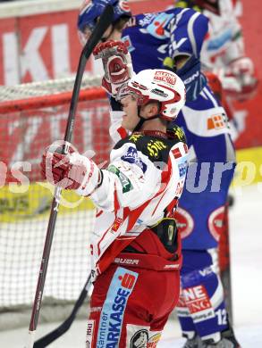 EBEL. Eishockey Bundesliga. EC Rekord Fenster VSV gegen KAC. Torjubel Stephan Geier  (KAC). Villach, am 9.12.2011.
Foto: Kuess 


---
pressefotos, pressefotografie, kuess, qs, qspictures, sport, bild, bilder, bilddatenbank