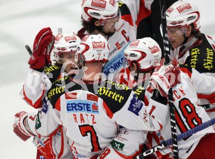 EBEL. Eishockey Bundesliga. EC Rekord Fenster VSV gegen KAC. Torjubel KAC. Villach, am 9.12.2011.
Foto: Kuess 


---
pressefotos, pressefotografie, kuess, qs, qspictures, sport, bild, bilder, bilddatenbank