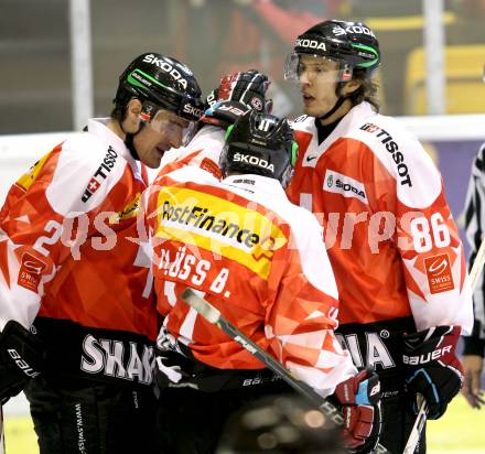 Eishockey Oesterreich Cup. Oesterreich gegen Schweiz. Torjubel Schweiz. Klagenfurt, 16.12.2011.
Foto: Kuess

---
pressefotos, pressefotografie, kuess, qs, qspictures, sport, bild, bilder, bilddatenbank