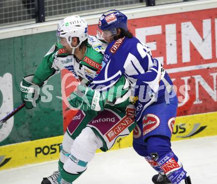 EBEL. Eishockey Bundesliga. VSV gegen HDD TILIA Olimpija Ljubljana. Christof Martinz (VSV), Brad Cole (Laibach). Klagenfurt, am 4.12.2011.
Foto: Kuess

---
pressefotos, pressefotografie, kuess, qs, qspictures, sport, bild, bilder, bilddatenbank