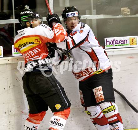 Eishockey Oesterreich Cup. Oesterreich gegen Schweiz. Johannes Kirisits,  (Oesterreich), Inti Pestoni (Schweiz). Klagenfurt, 16.12.2011.
Foto: Kuess

---
pressefotos, pressefotografie, kuess, qs, qspictures, sport, bild, bilder, bilddatenbank