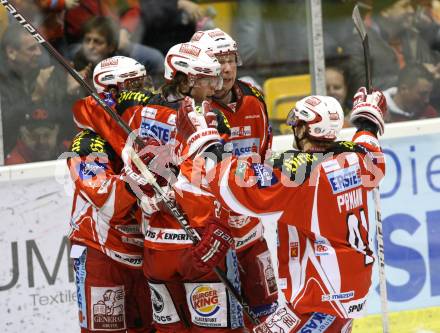 EBEL. Eishockey Bundesliga. KAC gegen HC Orli Znojmo. Torjubel (KAC). Klagenfurt, am 20.12.2011.
Foto: Kuess

---
pressefotos, pressefotografie, kuess, qs, qspictures, sport, bild, bilder, bilddatenbank