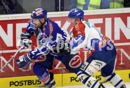 EBEL. Eishockey Bundesliga. EC Rekord Fenster VSV gegen KHL Medvescak Zagreb.  Kevin Mitchell,  (VSV), Tomislav Zanoski (Zagreb). Villach, am 20.12.2011.
Foto: Kuess 


---
pressefotos, pressefotografie, kuess, qs, qspictures, sport, bild, bilder, bilddatenbank