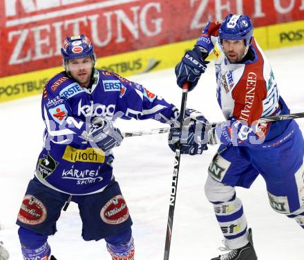 EBEL. Eishockey Bundesliga. KAC gegen HC Orli Znojmo. Kevin Mitchell, (KAC),  Joel Prpic  (Znojmo). Klagenfurt, am 20.12.2011.
Foto: Kuess

---
pressefotos, pressefotografie, kuess, qs, qspictures, sport, bild, bilder, bilddatenbank