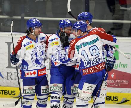 EBEL. Eishockey Bundesliga. EC Rekord Fenster VSV gegen KHL Medvescak Zagreb. Torjubel Zagreb. Villach, am 20.12.2011.
Foto: Kuess 


---
pressefotos, pressefotografie, kuess, qs, qspictures, sport, bild, bilder, bilddatenbank