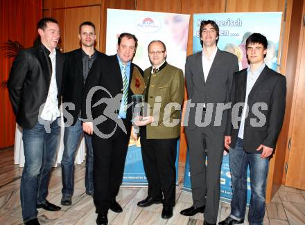 Sportgala. Ehrung Sportler des Jahres.  Nejc Pusnik, Miha Kosl, Martin Micheu, Helmut Petschar, Gerald Reiser, Jure Ivartnik. SK Aich/Dob. Velden, 22.12.2011.
Foto: Kuess 


---
pressefotos, pressefotografie, kuess, qs, qspictures, sport, bild, bilder, bilddatenbank