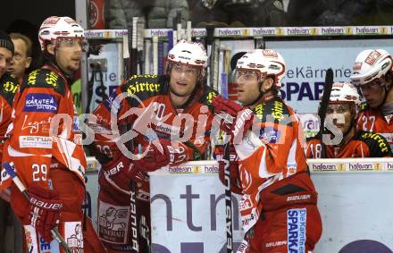 EBEL. Eishockey Bundesliga. KAC gegen EHC LIWEST Linz. Christoph Brandner, John Lammers, Joseph Joey Tenute, Thomas Koch (KAC). Klagenfurt, am 26.12.2011.
Foto: Kuess

---
pressefotos, pressefotografie, kuess, qs, qspictures, sport, bild, bilder, bilddatenbank