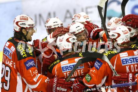 EBEL. Eishockey Bundesliga. KAC gegen SAPA Fehervar AV19. Jubel (KAC). Klagenfurt, am 3.1.2012.
Foto: Kuess

---
pressefotos, pressefotografie, kuess, qs, qspictures, sport, bild, bilder, bilddatenbank
