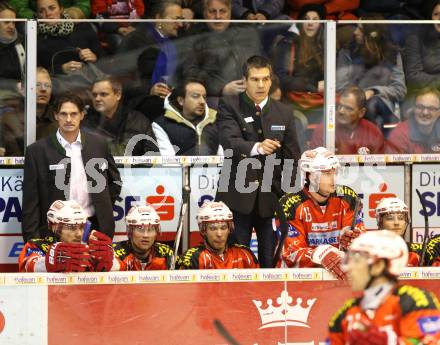 EBEL. Eishockey Bundesliga. KAC gegen SAPA Fehervar AV19. Trainer Manny Viveiros (KAC). Klagenfurt, am 3.1.2012.
Foto: Kuess

---
pressefotos, pressefotografie, kuess, qs, qspictures, sport, bild, bilder, bilddatenbank