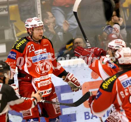 EBEL. Eishockey Bundesliga. KAC gegen SAPA Fehervar AV19. torjubel SIKLENKA Michael (KAC). Klagenfurt, am 3.1.2012.
Foto: Kuess

---
pressefotos, pressefotografie, kuess, qs, qspictures, sport, bild, bilder, bilddatenbank