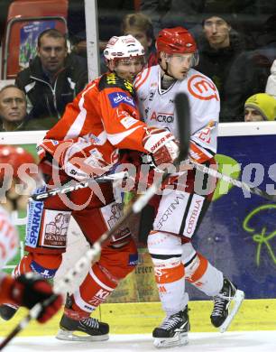 EBEL. Eishockey Bundesliga. KAC gegen HK Acroni Jesenice. HAGER Gregor (KAC), PRETNAR Klemen (Jesenice). Klagenfurt, am 6.1.2012.
Foto: Kuess

---
pressefotos, pressefotografie, kuess, qs, qspictures, sport, bild, bilder, bilddatenbank