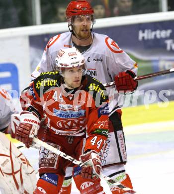 EBEL. Eishockey Bundesliga. KAC gegen HK Acroni Jesenice. PIRMANN Markus (KAC), TAVZELJ Andrej (Jesenice). Klagenfurt, am 6.1.2012.
Foto: Kuess

---
pressefotos, pressefotografie, kuess, qs, qspictures, sport, bild, bilder, bilddatenbank