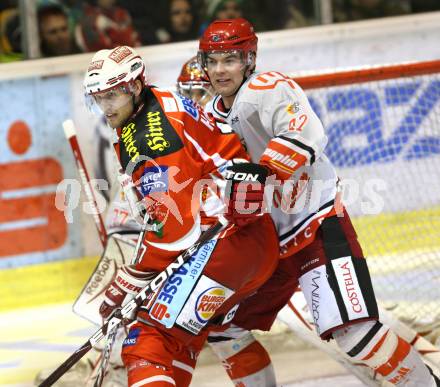 EBEL. Eishockey Bundesliga. KAC gegen HK Acroni Jesenice. HAGER Gregor (KAC), ERMAN Matevz (Jesenice). Klagenfurt, am 6.1.2012.
Foto: Kuess

---
pressefotos, pressefotografie, kuess, qs, qspictures, sport, bild, bilder, bilddatenbank