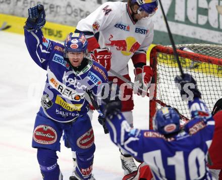 EBEL. Eishockey Bundesliga. EC Rekord Fenster VSV gegen EC Red Bull Salzburg. Torjubel Roland Kaspitz (VSV), (Salzburg). Villach, am 10.1.2012.
Foto: Kuess 
---
pressefotos, pressefotografie, kuess, qs, qspictures, sport, bild, bilder, bilddatenbank