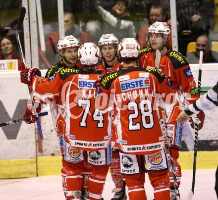 EBEL. Eishockey Bundesliga. KAC gegen UPC VIENNA CAPITALS. Torjubel  (KAC). Klagenfurt, am 10.1.2012.
Foto: Kuess

---
pressefotos, pressefotografie, kuess, qs, qspictures, sport, bild, bilder, bilddatenbank