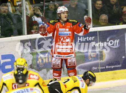 EBEL. Eishockey Bundesliga. KAC gegen UPC VIENNA CAPITALS. Torjubel GEIER Manuel (KAC). Klagenfurt, am 10.1.2012.
Foto: Kuess

---
pressefotos, pressefotografie, kuess, qs, qspictures, sport, bild, bilder, bilddatenbank